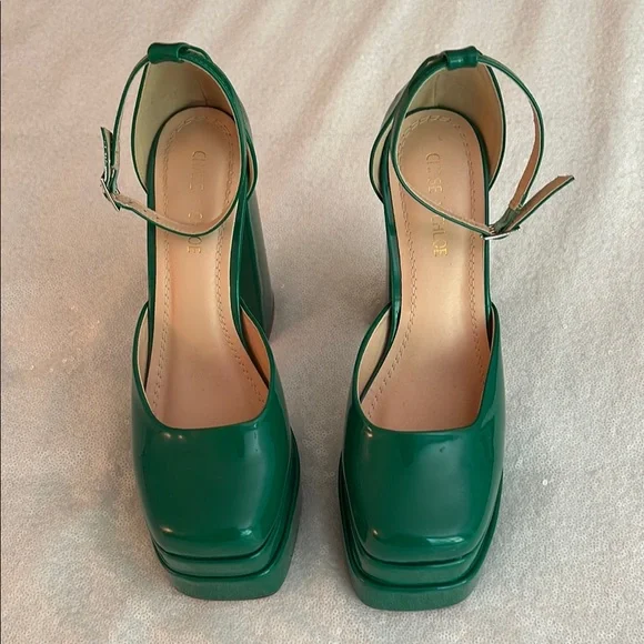 70s disco vintage style 6 inch Green Platform Heels - see measurements f… - Picture 3 of 17